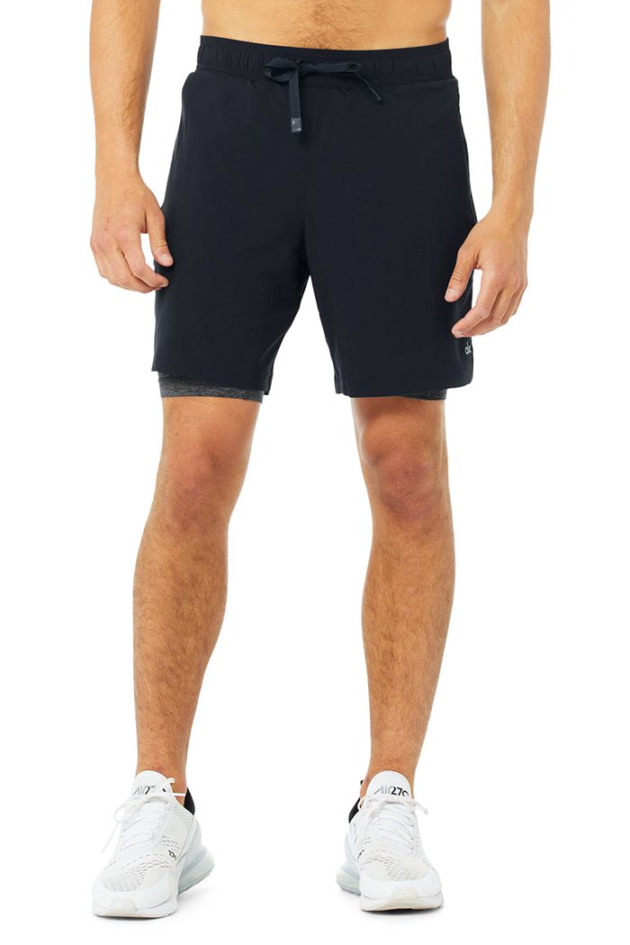 Short Alo Yoga 7" Unity 2-In-1 Hombre Azul Marino Grises Oscuro | 074852WUN
