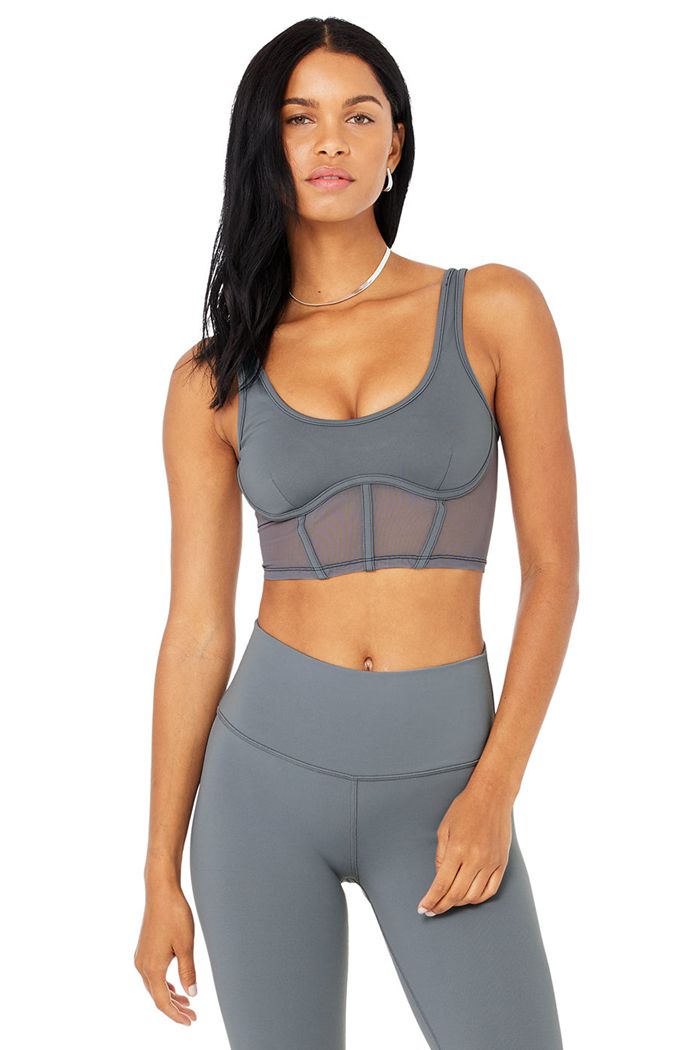 Tank Tops Alo Yoga Airbrush Mesh Corset Mujer Marrom | 209154KCR