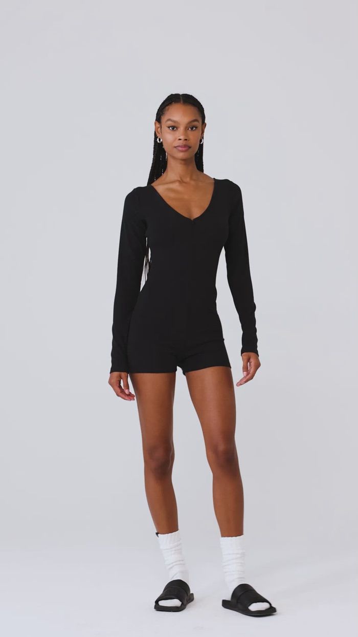 Bodysuit Alo Yoga Keep It Sleek Ribbed Onesie Mujer Negros | 498367TOS