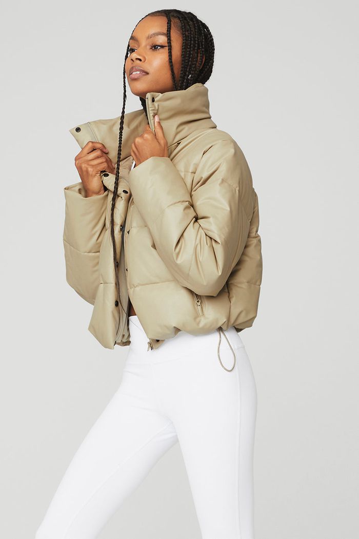 Chaquetas Alo Yoga Faux Cuero Gold Rush Puffer Mujer Marrom | 425763ISD
