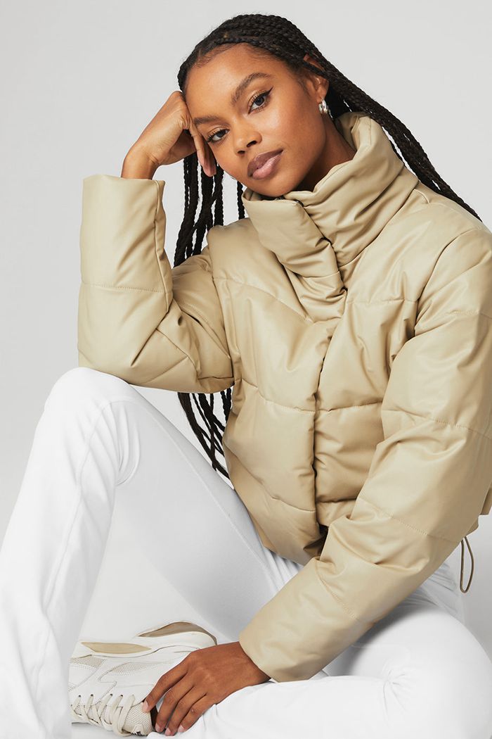 Chaquetas Alo Yoga Faux Cuero Gold Rush Puffer Mujer Marrom | 425763ISD