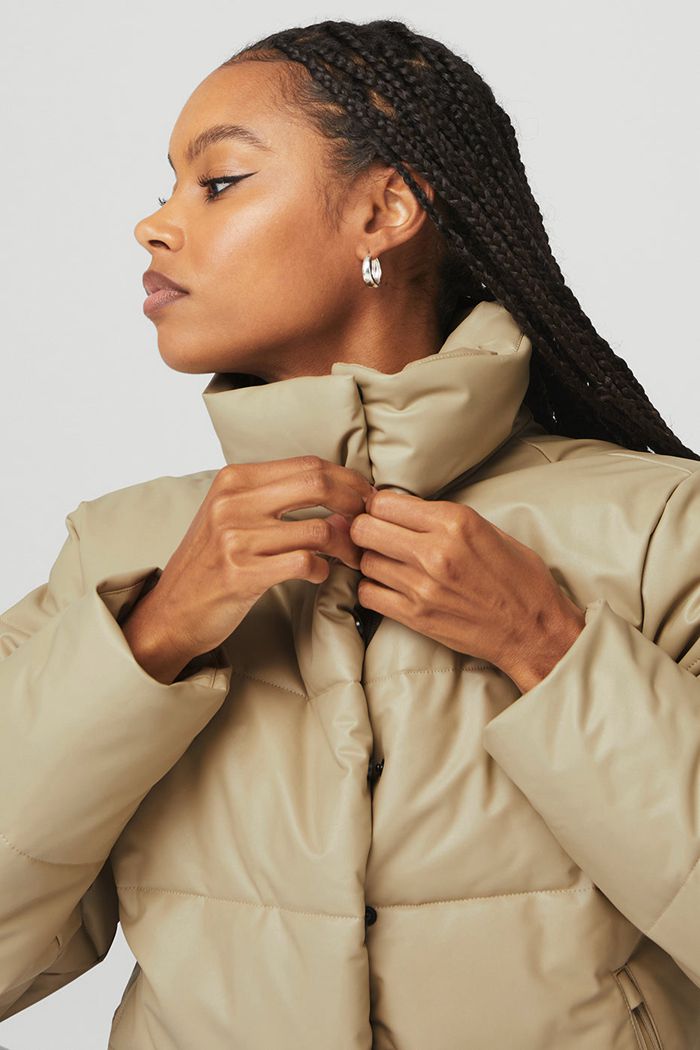 Chaquetas Alo Yoga Faux Cuero Gold Rush Puffer Mujer Marrom | 425763ISD