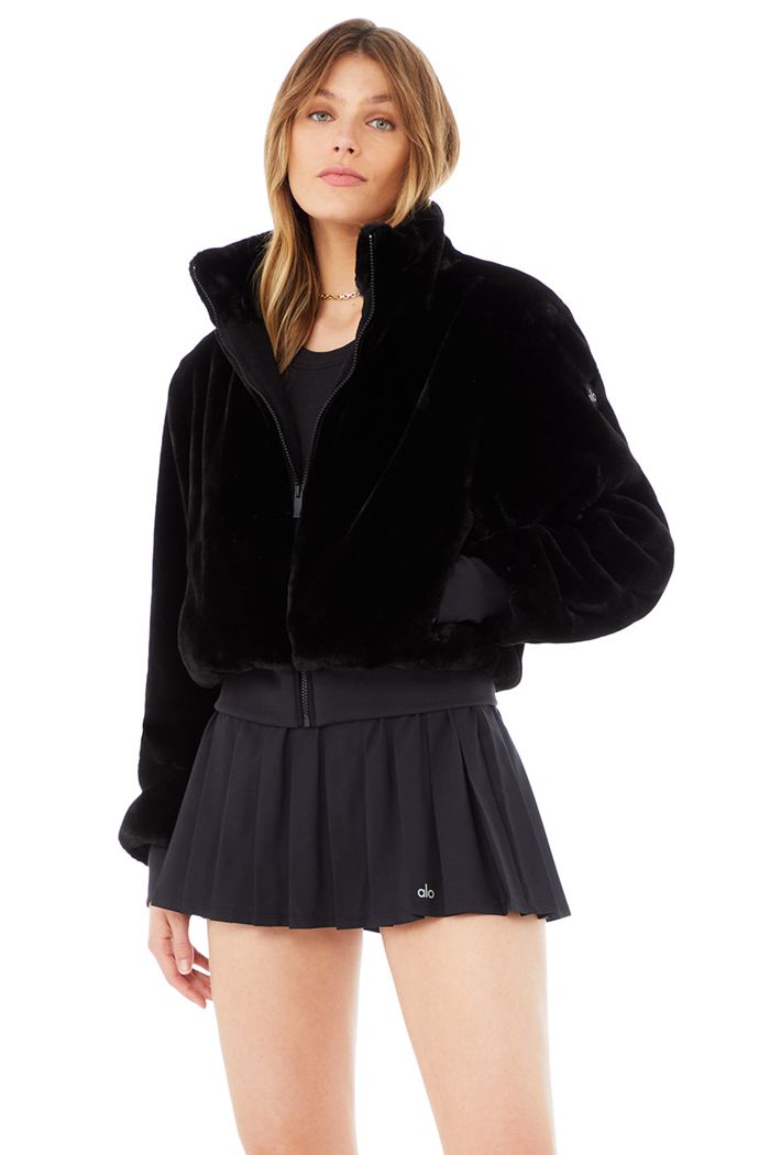 Chaquetas Alo Yoga Faux Fur Foxy Mujer Negros | 329570GFU