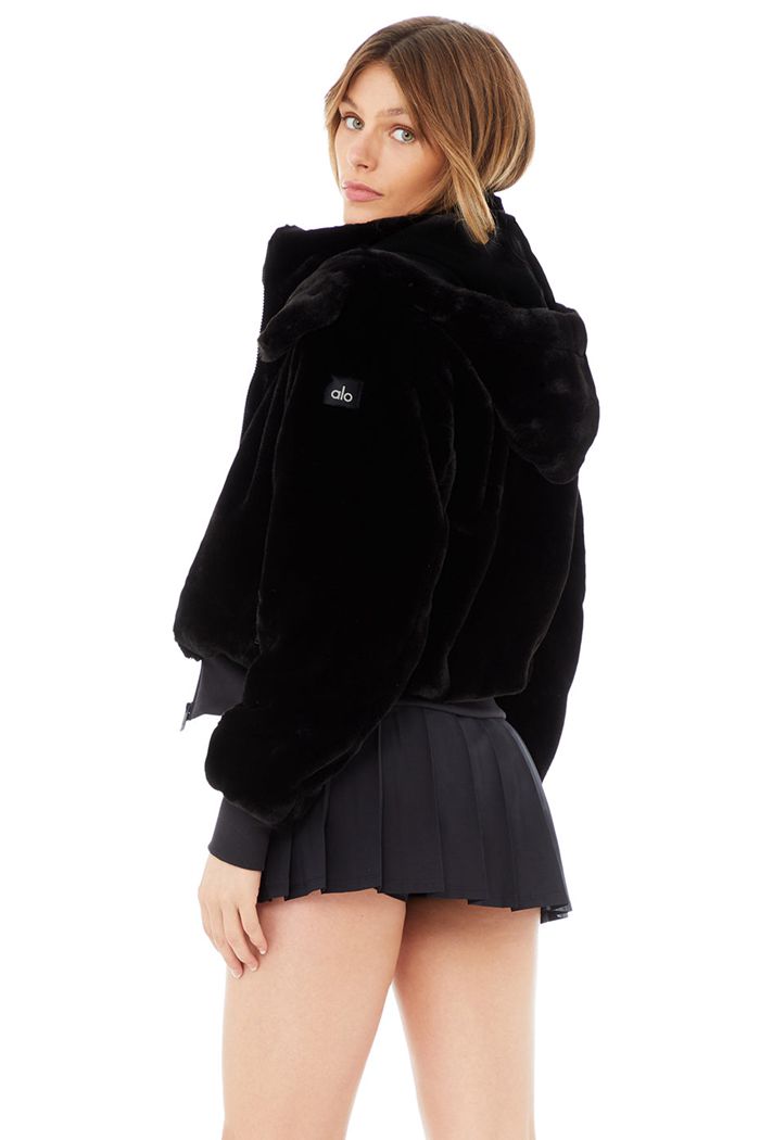 Chaquetas Alo Yoga Faux Fur Foxy Mujer Negros | 329570GFU