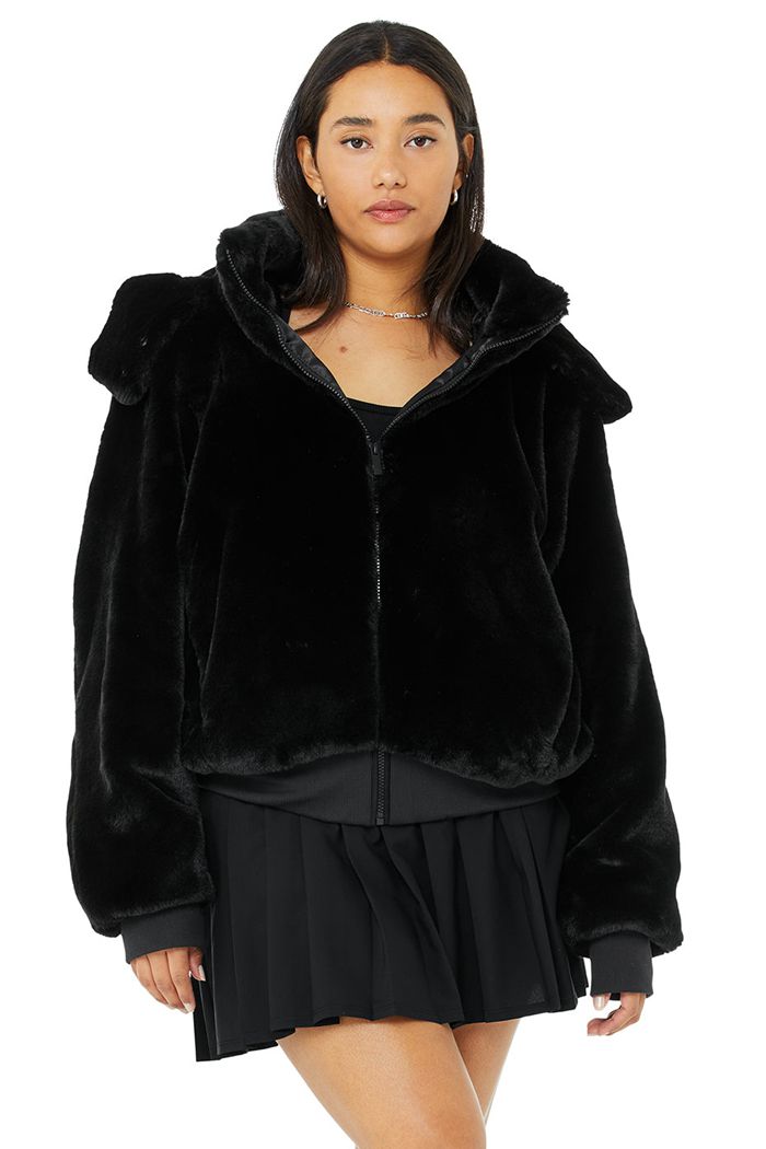 Chaquetas Alo Yoga Faux Fur Foxy Mujer Negros | 329570GFU