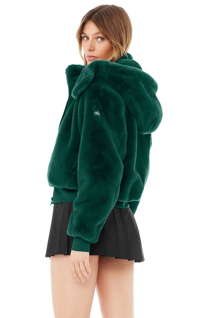 Chaquetas Alo Yoga Faux Fur Foxy Mujer Turquesa Oscuro | 068251FUJ