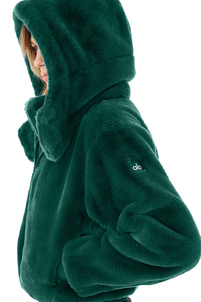 Chaquetas Alo Yoga Faux Fur Foxy Mujer Turquesa Oscuro | 068251FUJ
