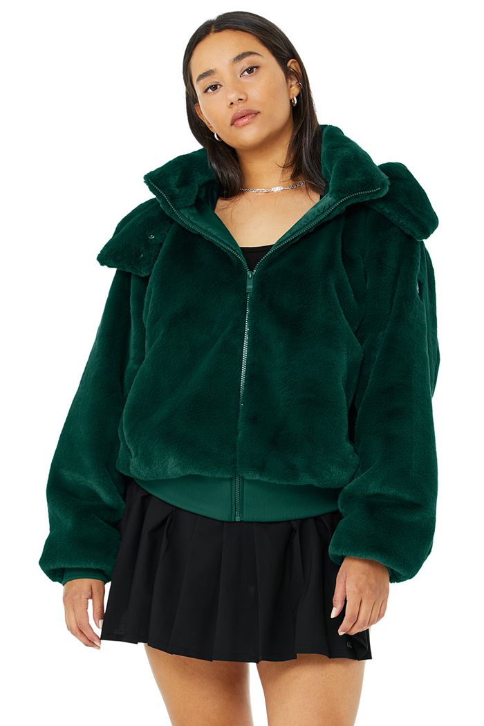 Chaquetas Alo Yoga Faux Fur Foxy Mujer Turquesa Oscuro | 068251FUJ