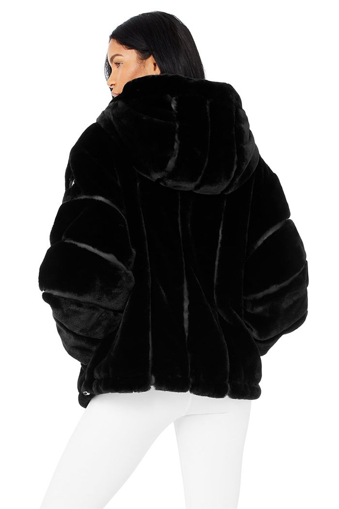 Chaquetas Alo Yoga Knock Out Faux Fur Mujer Negros | 375042ABU