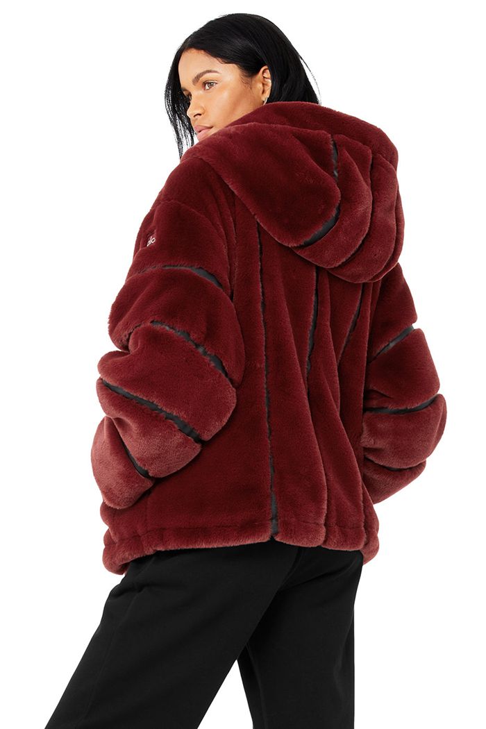 Chaquetas Alo Yoga Knock Out Faux Fur Mujer Rojos | 435190BTE