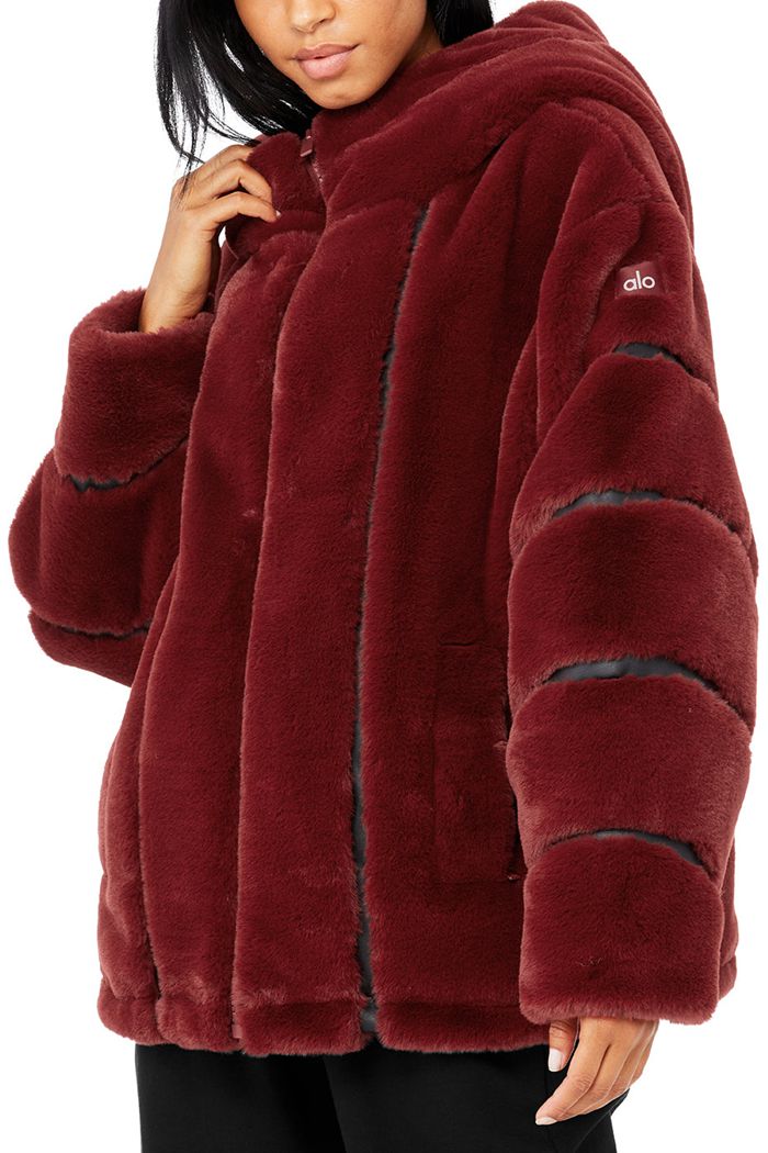 Chaquetas Alo Yoga Knock Out Faux Fur Mujer Rojos | 435190BTE