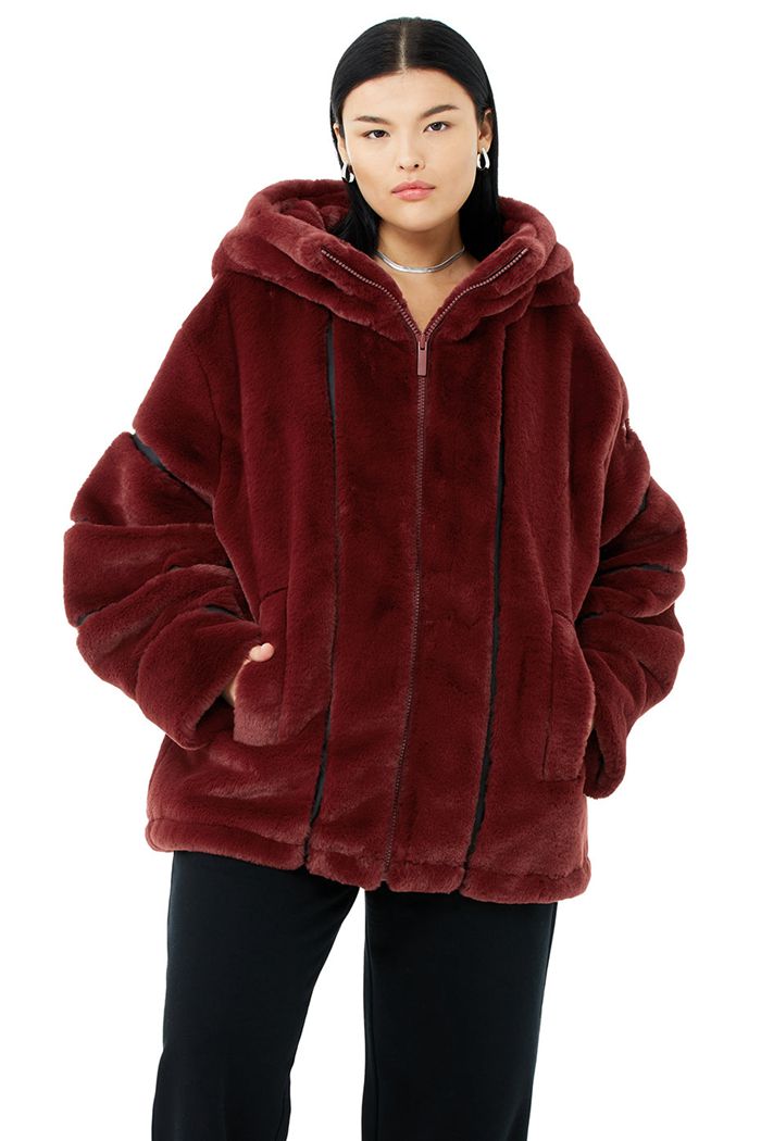 Chaquetas Alo Yoga Knock Out Faux Fur Mujer Rojos | 435190BTE