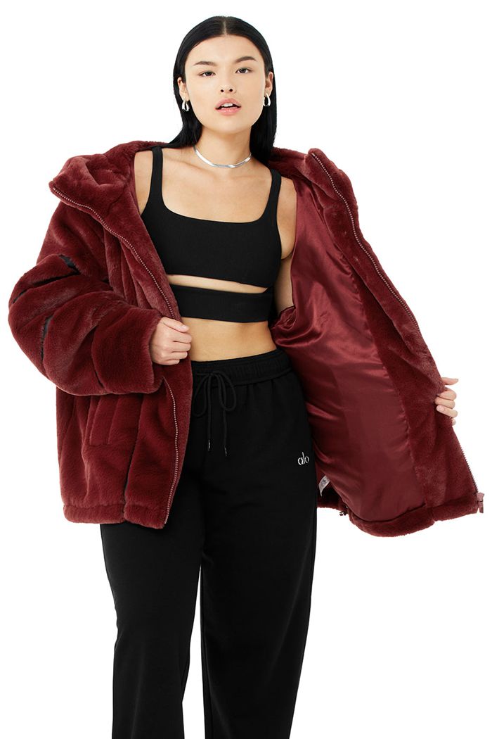 Chaquetas Alo Yoga Knock Out Faux Fur Mujer Rojos | 435190BTE