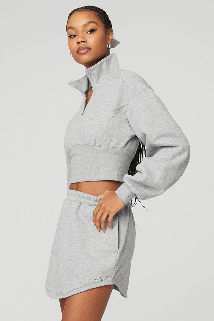 Chaquetas Alo Yoga Vixen Fleece 1/4 Zip Mujer Grises | 270859YWT