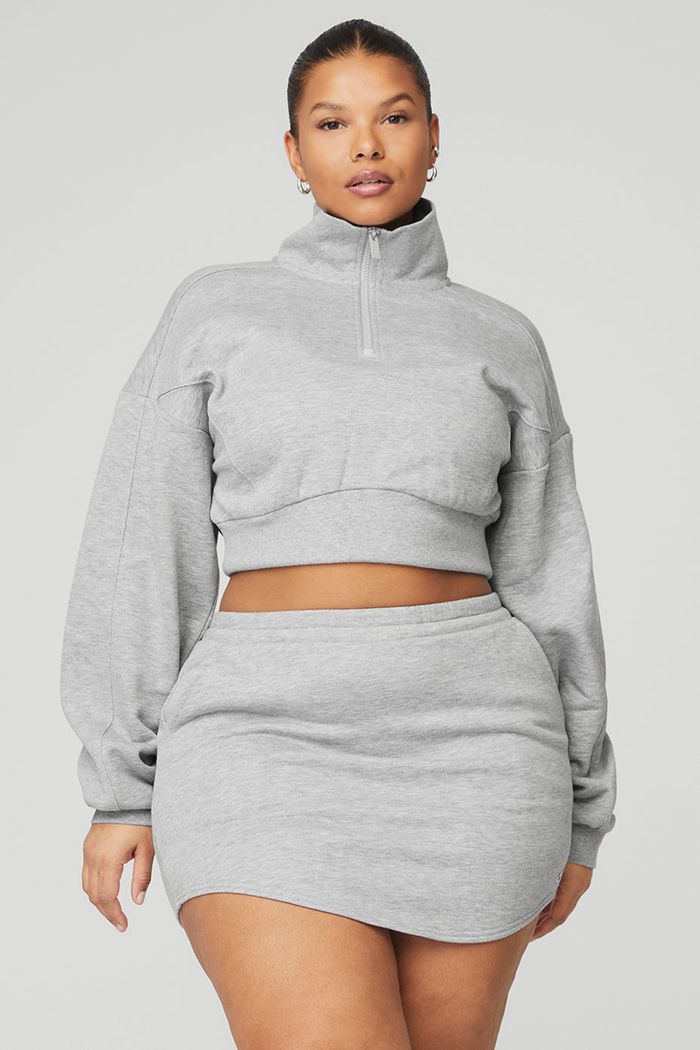 Chaquetas Alo Yoga Vixen Fleece 1/4 Zip Mujer Grises | 270859YWT
