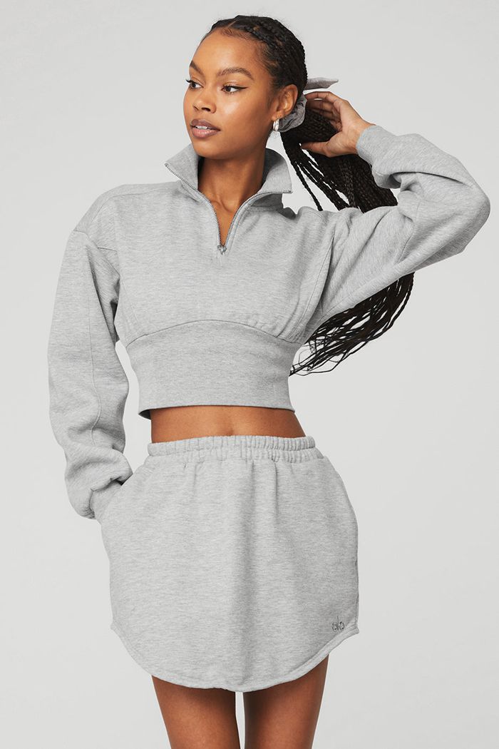 Chaquetas Alo Yoga Vixen Fleece 1/4 Zip Mujer Grises | 270859YWT