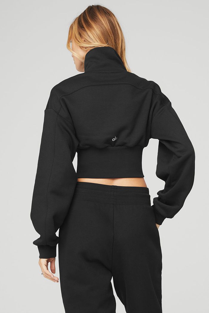 Chaquetas Alo Yoga Vixen Fleece 1/4 Zip Mujer Negros | 548023ELT
