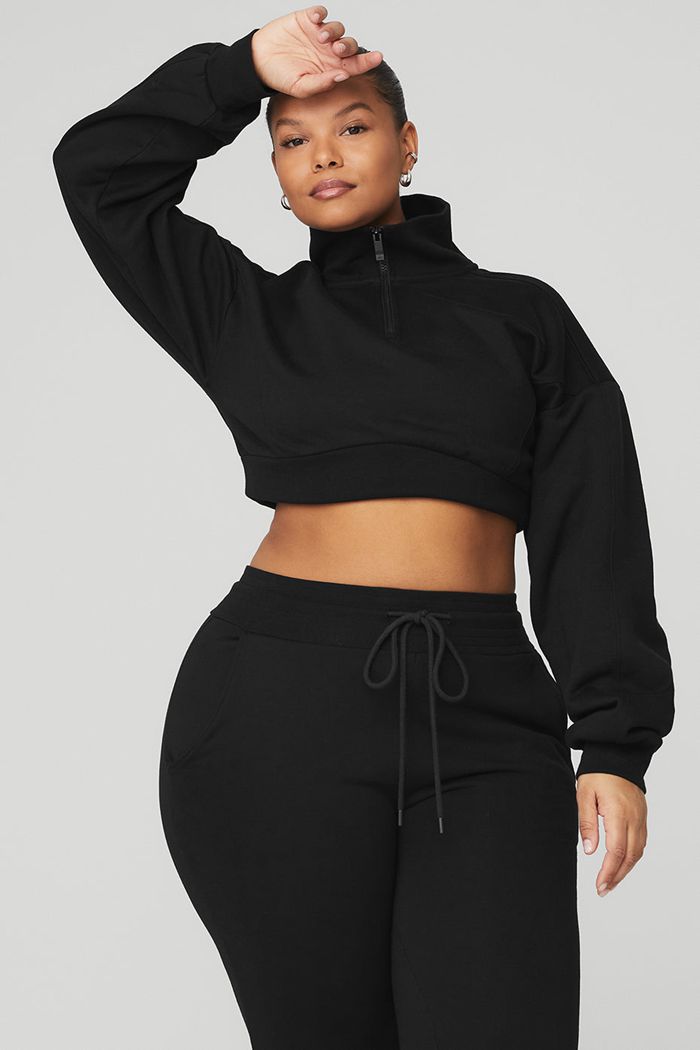Chaquetas Alo Yoga Vixen Fleece 1/4 Zip Mujer Negros | 548023ELT