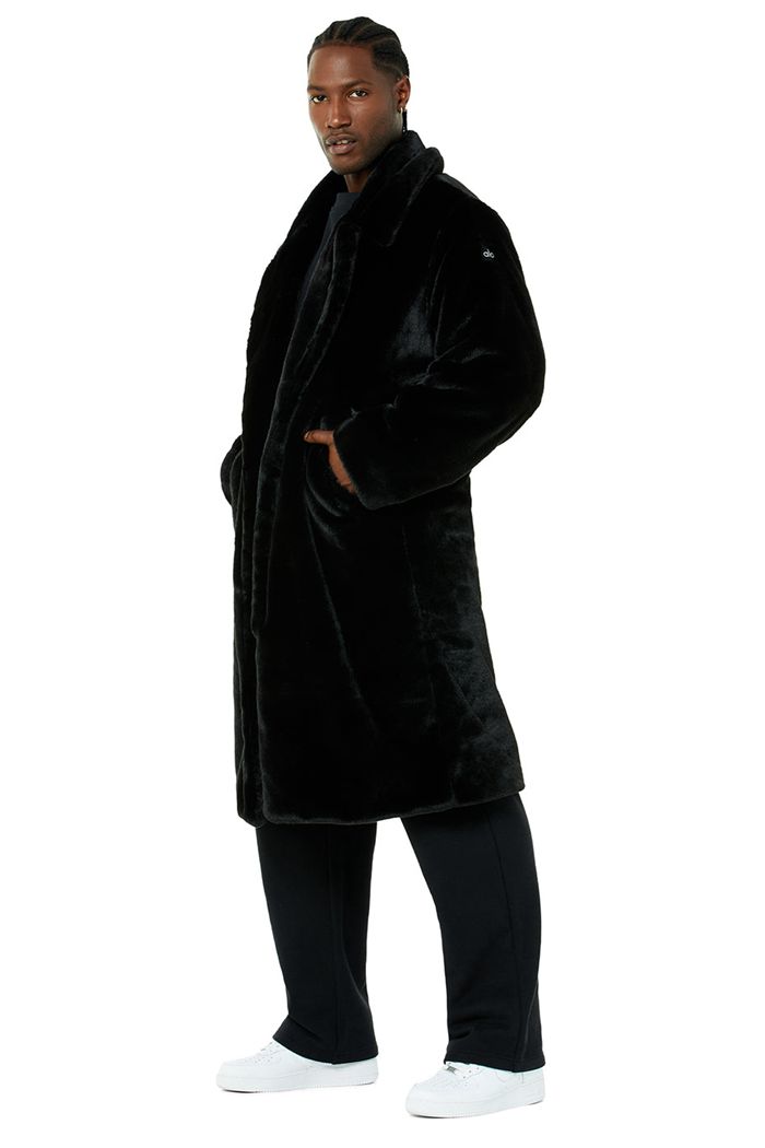 Coat Alo Yoga Oversized Faux Fur Trench Hombre Negros | 876120XTW