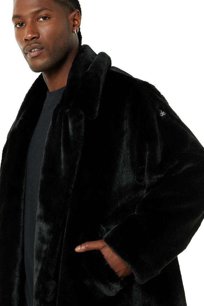Coat Alo Yoga Oversized Faux Fur Trench Hombre Negros | 876120XTW