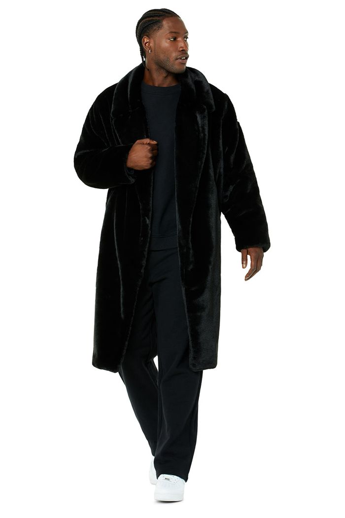 Coat Alo Yoga Oversized Faux Fur Trench Hombre Negros | 876120XTW