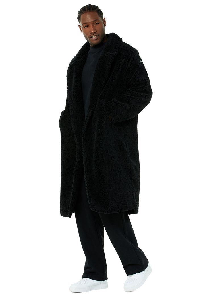 Coat Alo Yoga Oversized Sherpa Trench Hombre Negros | 421850HEV