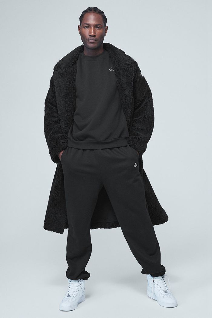 Coat Alo Yoga Oversized Sherpa Trench Hombre Negros | 421850HEV