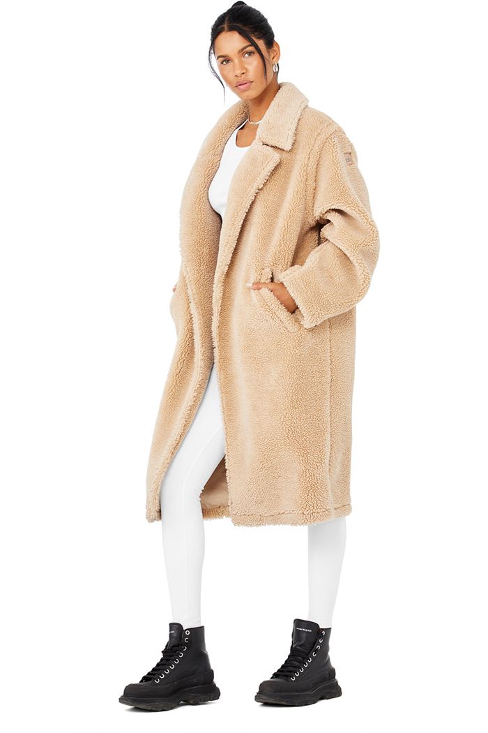 Coat Alo Yoga Oversized Sherpa Trench Mujer Marrom | 407825LBY