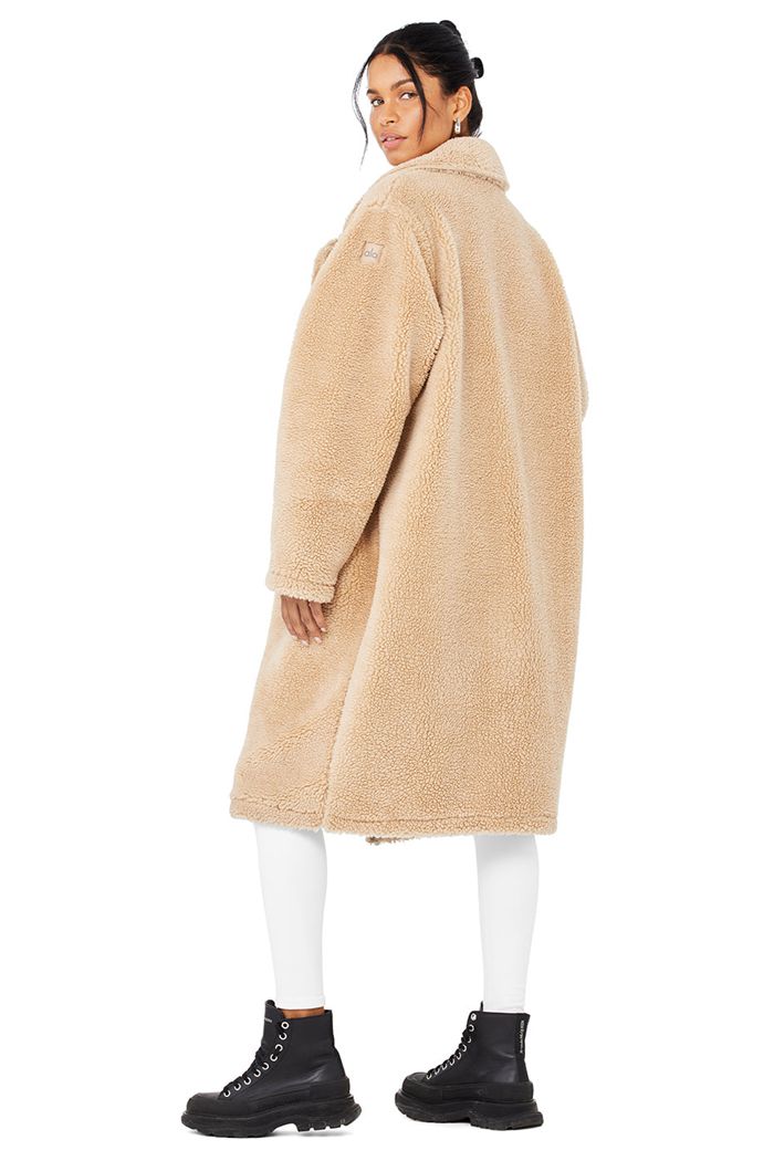Coat Alo Yoga Oversized Sherpa Trench Mujer Marrom | 407825LBY