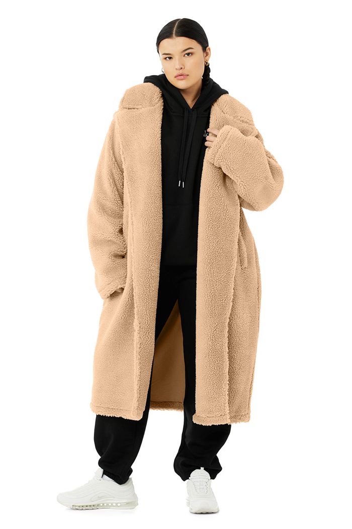 Coat Alo Yoga Oversized Sherpa Trench Mujer Marrom | 407825LBY
