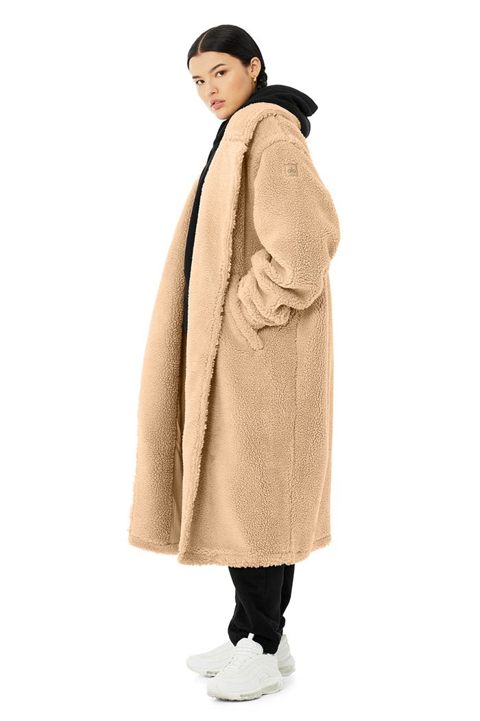 Coat Alo Yoga Oversized Sherpa Trench Mujer Marrom | 407825LBY