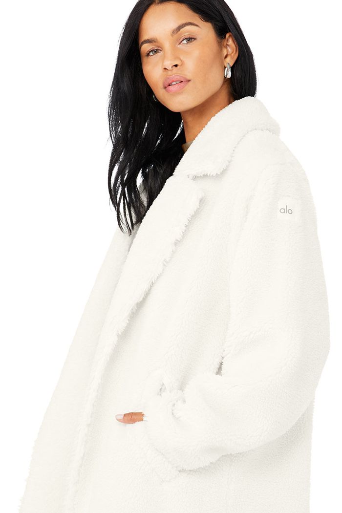 Coat Alo Yoga Oversized Sherpa Trench Mujer Blancos | 501489TUY