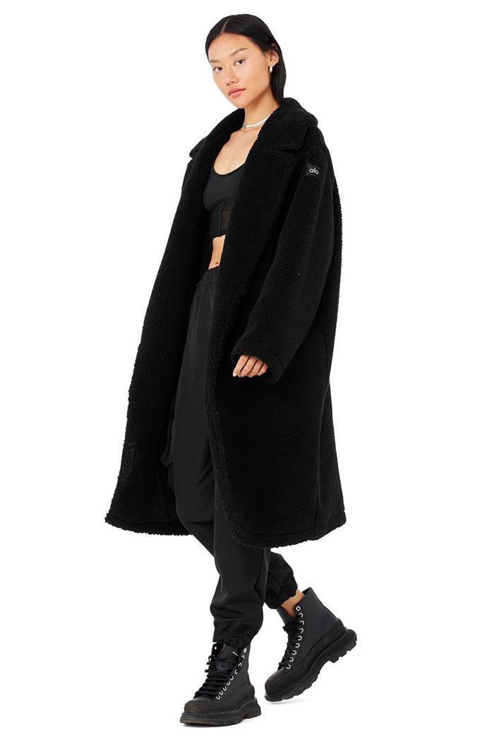 Coat Alo Yoga Oversized Sherpa Trench Mujer Negros | 849706TVK