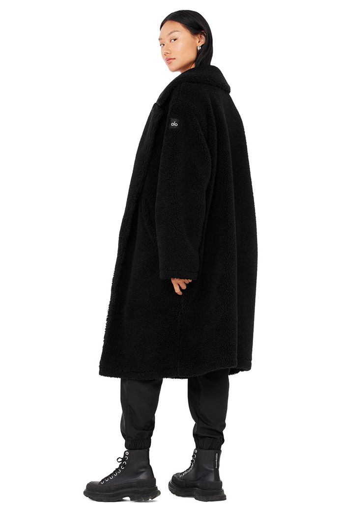 Coat Alo Yoga Oversized Sherpa Trench Mujer Negros | 849706TVK