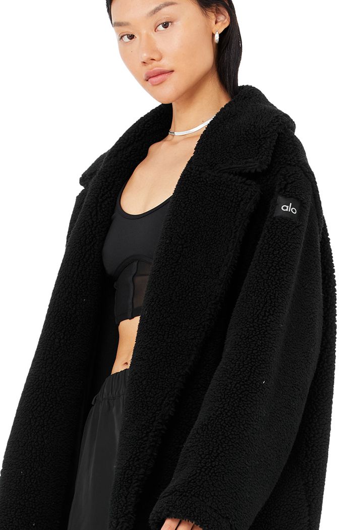 Coat Alo Yoga Oversized Sherpa Trench Mujer Negros | 849706TVK
