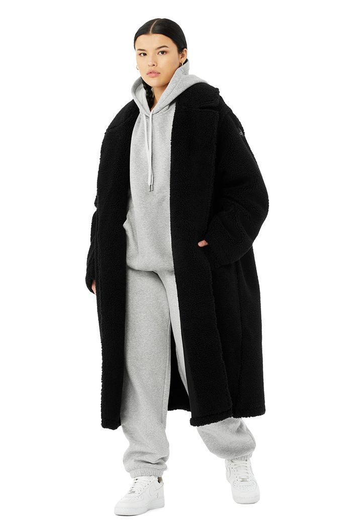 Coat Alo Yoga Oversized Sherpa Trench Mujer Negros | 849706TVK