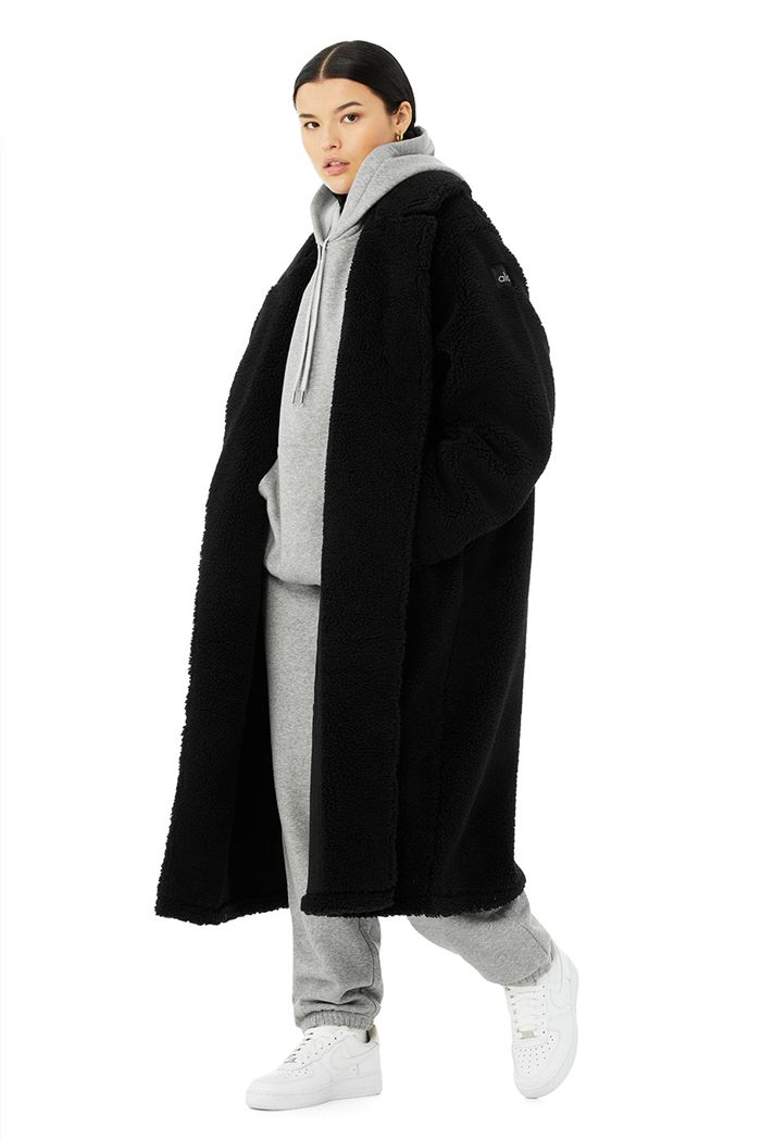 Coat Alo Yoga Oversized Sherpa Trench Mujer Negros | 849706TVK