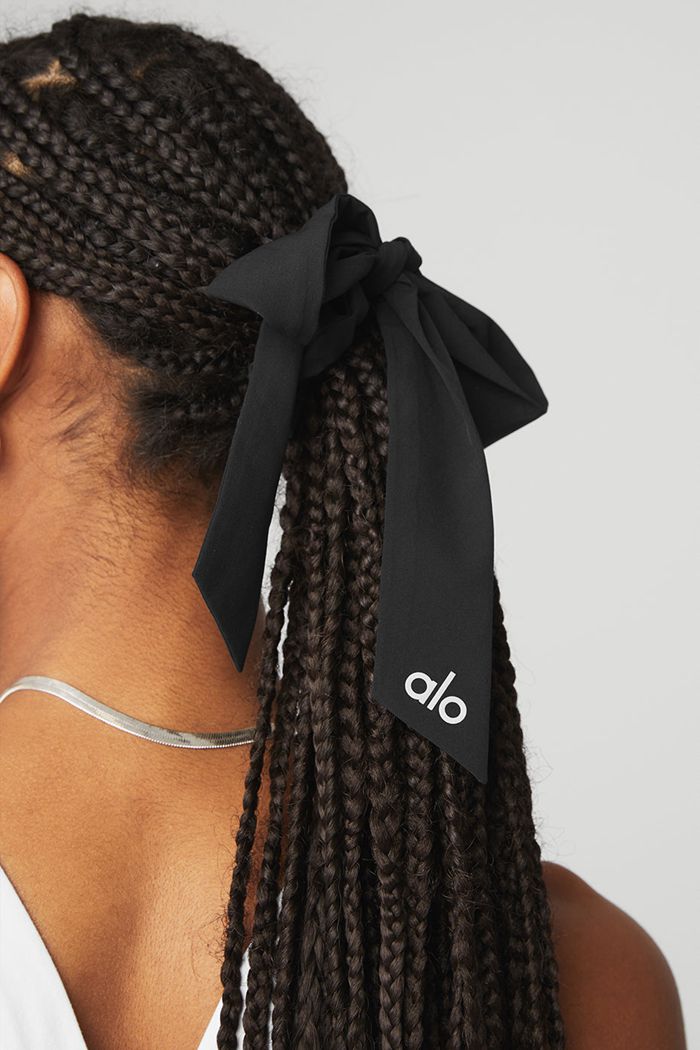 Coletero Alo Yoga Love Knots Tie Mujer Negros | 672350LUE