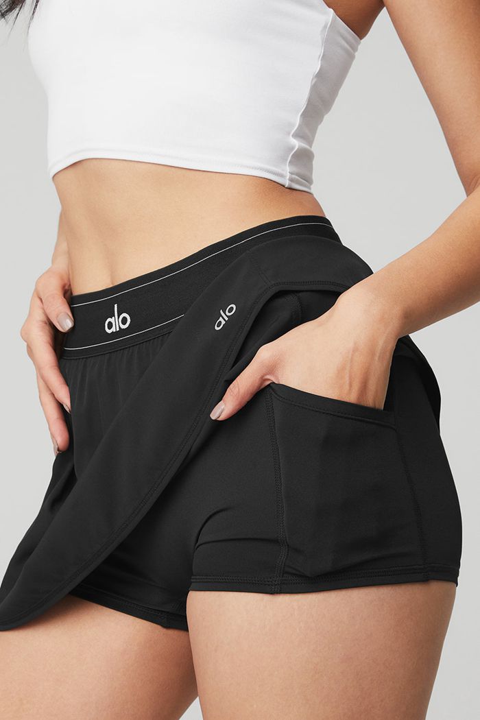 Falda Alo Yoga Match Point Tenis Mujer Negros | 738564ROT