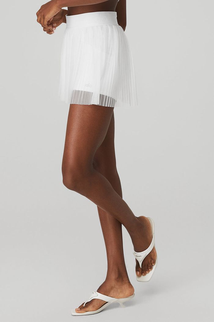 Falda Alo Yoga Mesh Flirty Tenis Mujer Blancos | 417032LEK
