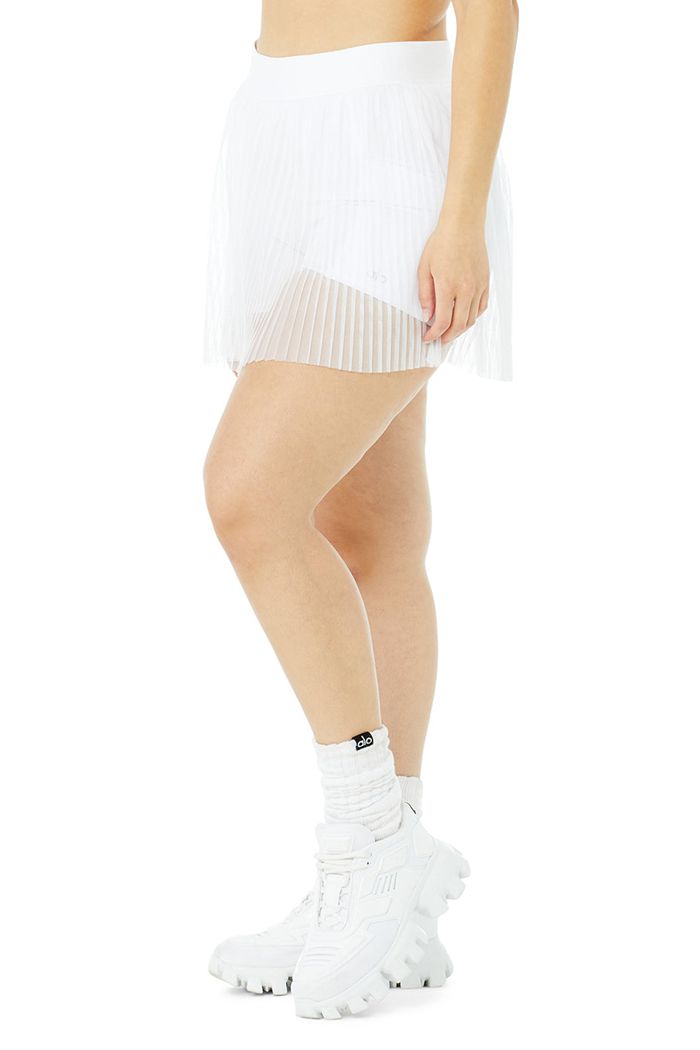 Falda Alo Yoga Mesh Flirty Tenis Mujer Blancos | 417032LEK
