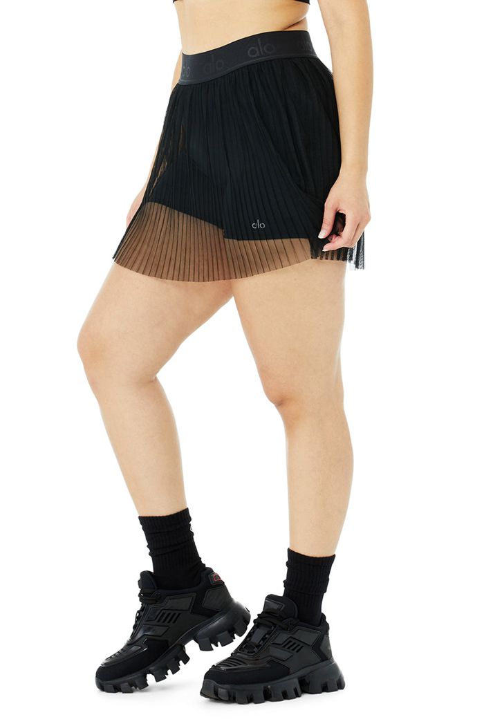 Falda Alo Yoga Mesh Flirty Tenis Mujer Negros | 486051SNO
