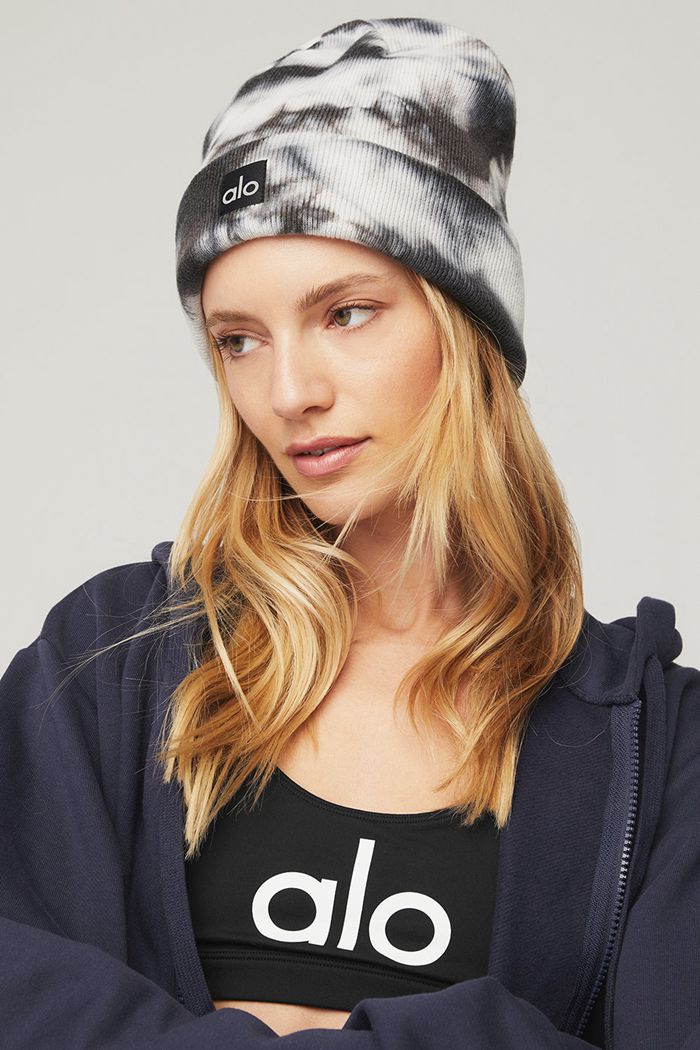 Gorros Alo Yoga Tie-Dye Mujer Negros Blancos | 708654DQI