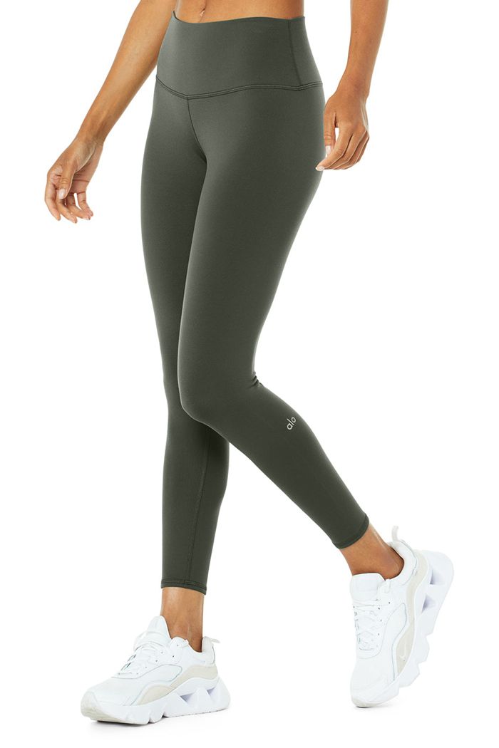 Leggins Alo Yoga 7/8 High-Cintura Airbrush Mujer Verdes Oscuro | 903625GRP