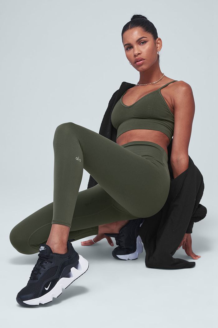 Leggins Alo Yoga 7/8 High-Cintura Airbrush Mujer Verdes Oscuro | 903625GRP