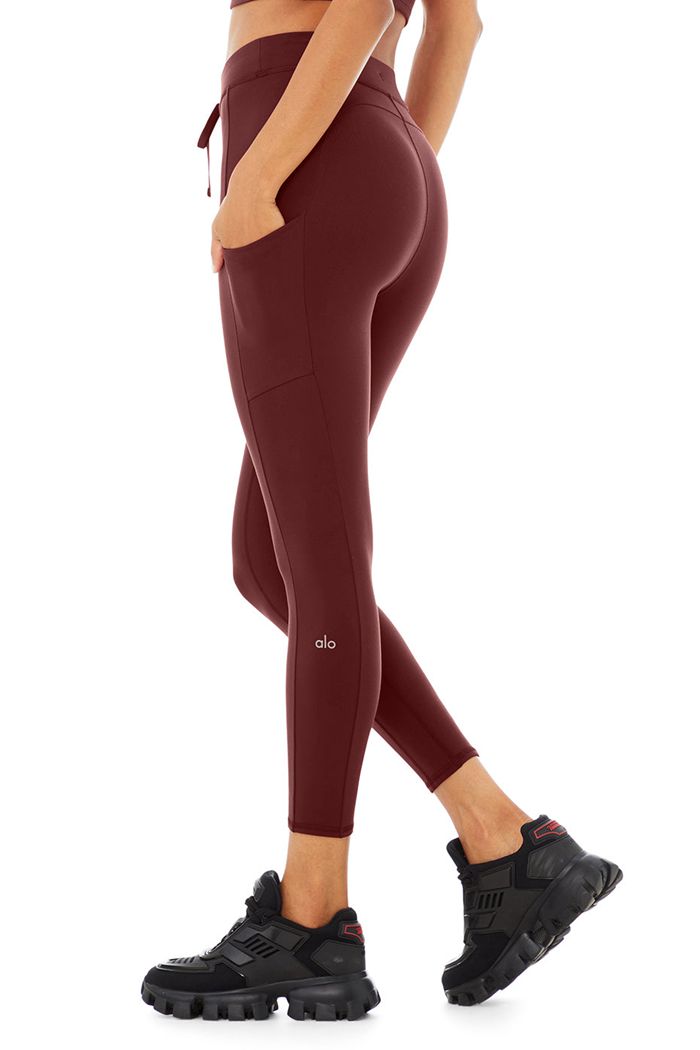 Leggins Alo Yoga 7/8 High-Cintura Checkpoint Mujer Rojos | 621459IZH