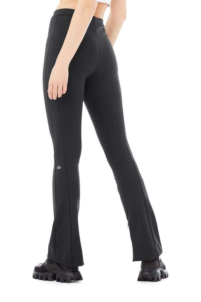 Leggins Alo Yoga High-Cintura 7/8 Zip It Flare Mujer Negros | 139648NAH