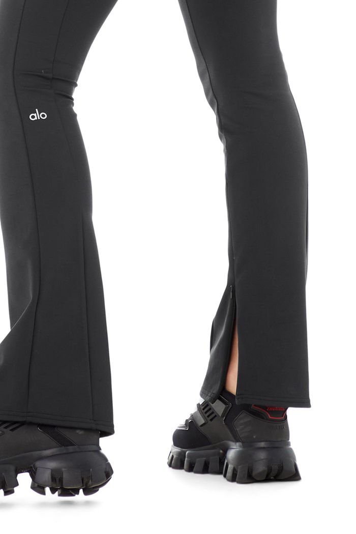 Leggins Alo Yoga High-Cintura 7/8 Zip It Flare Mujer Negros | 139648NAH