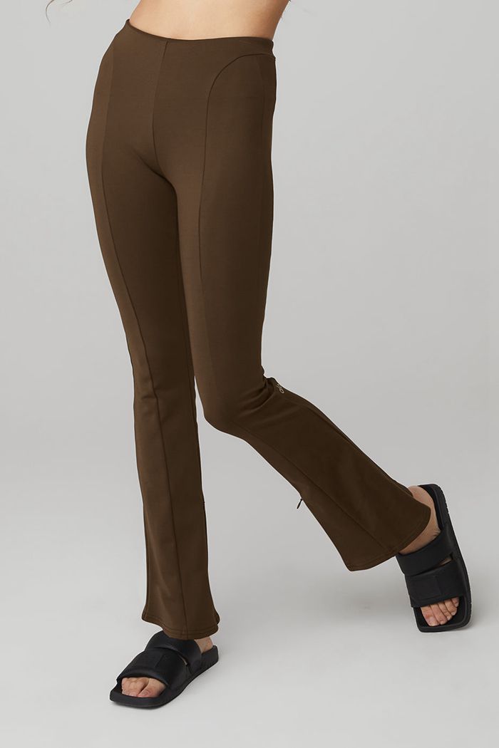 Leggins Alo Yoga High-Cintura 7/8 Zip It Flare Mujer Negros | 738921XKM