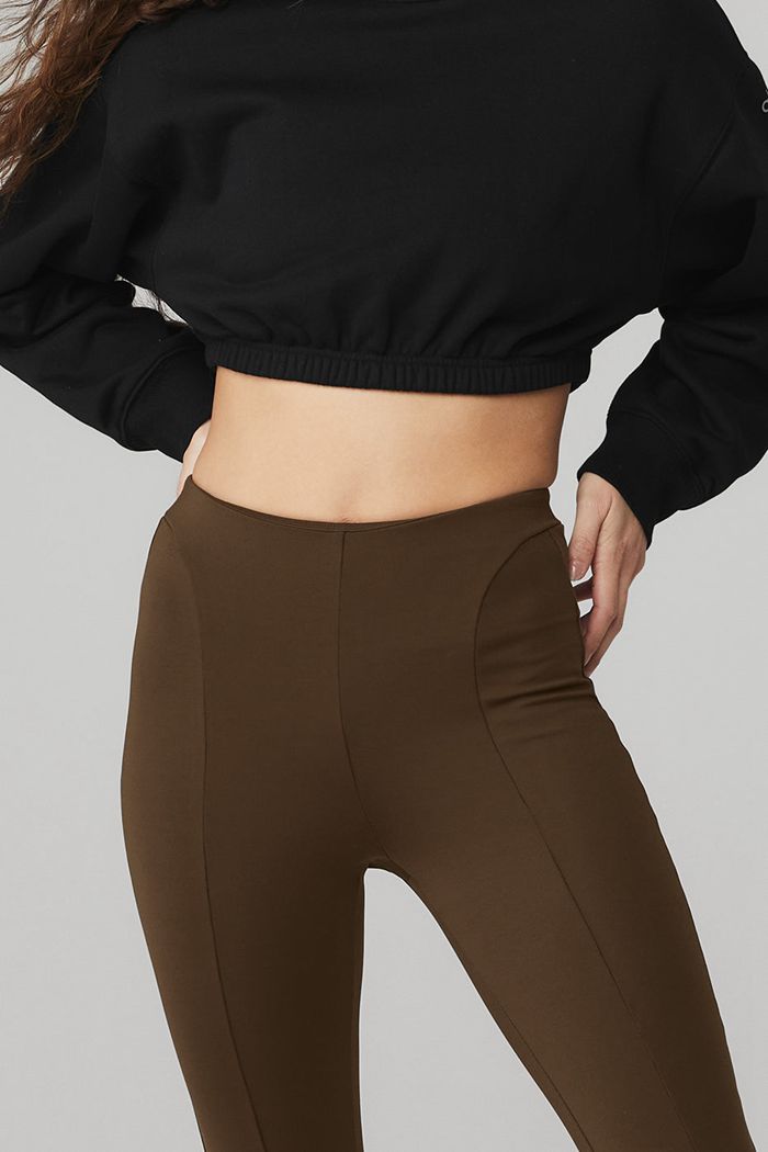 Leggins Alo Yoga High-Cintura 7/8 Zip It Flare Mujer Negros | 738921XKM